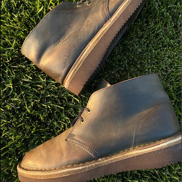 CLARKS Horween Leather Desert Boots Midnite Blue - Picture 4 of 5